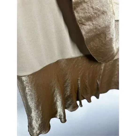 Signature By Robbie Bee Bohemian Layered Ruffled Dress Gold Brown Size 14 - Picture 5 of 12